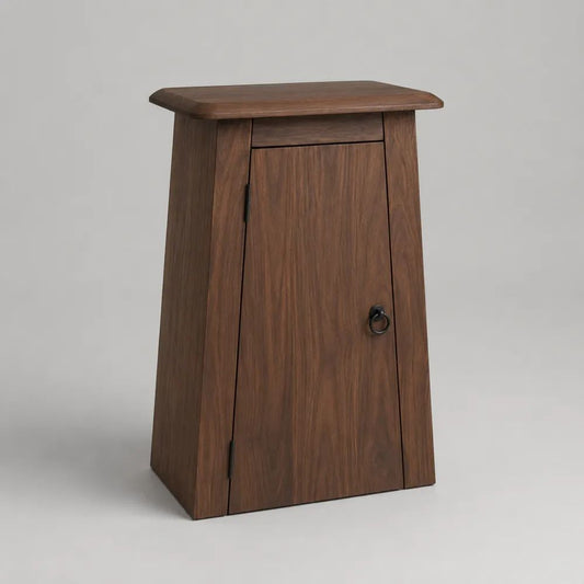 Mobile contenitore in legno marrone noce e nero con cassetto e anta, 55 x 35 x 82 cm