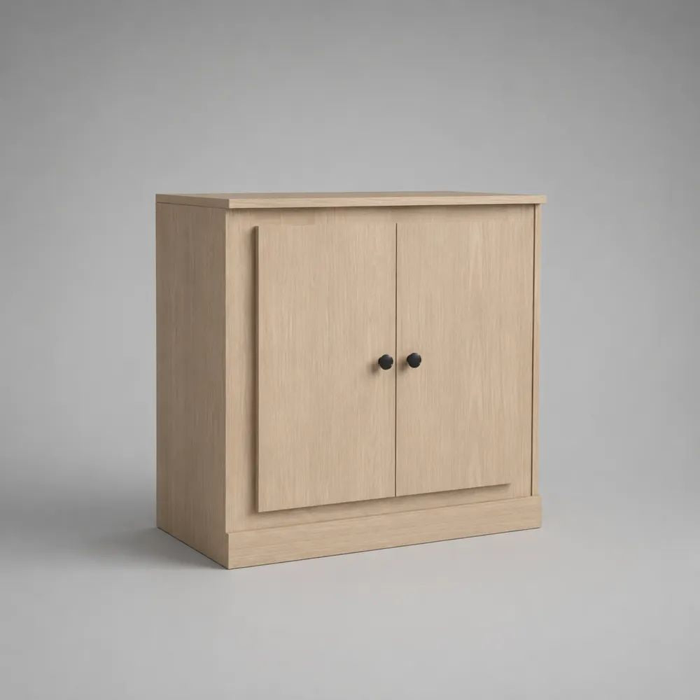 Credenza rettangolare a 2 ante in MDF melaminico effetto rovere naturale, 80 x 35 x 80 cm