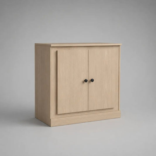 Credenza rettangolare a 2 ante in MDF melaminico effetto rovere naturale, 80 x 35 x 80 cm